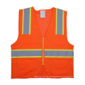 100% Polyester Mesh Customize Reflective Garment Zipper Yellow safety vest with pockets  Outdoor working safety vest